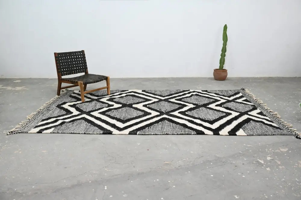Handmade traditional azilal rug black & white living room decor