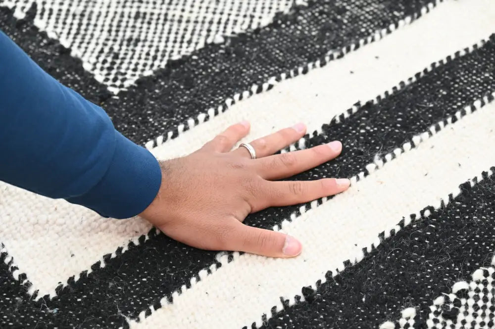 Handmade traditional azilal rug black & white living room decor