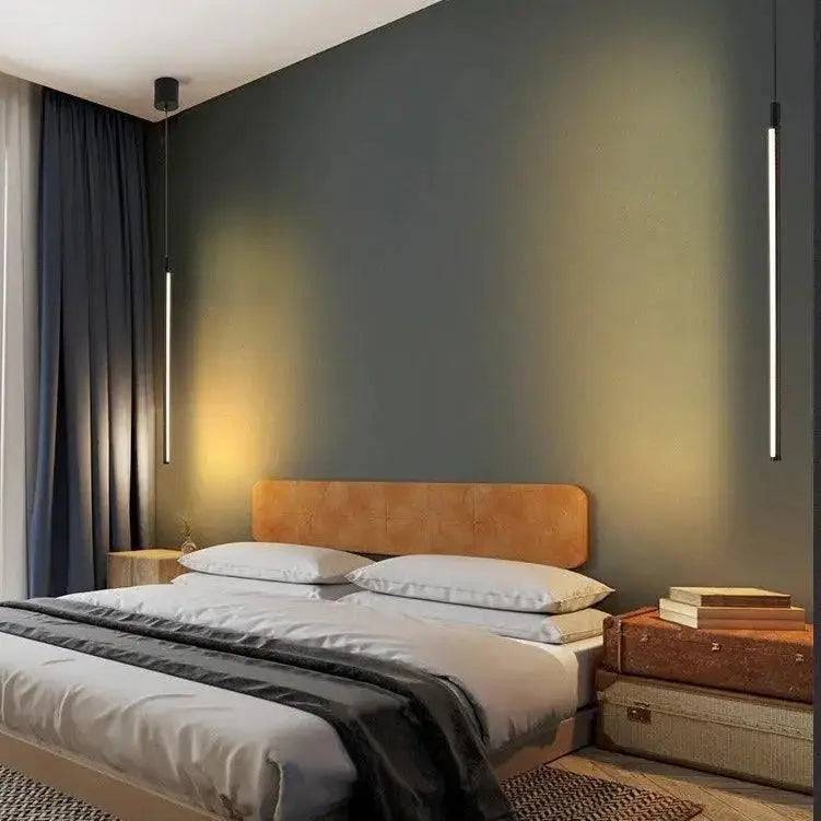 Modern minimalist black hanging pendant lights for bedroom