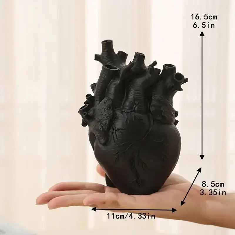 Anatomical heart shape resin vase set living room decor