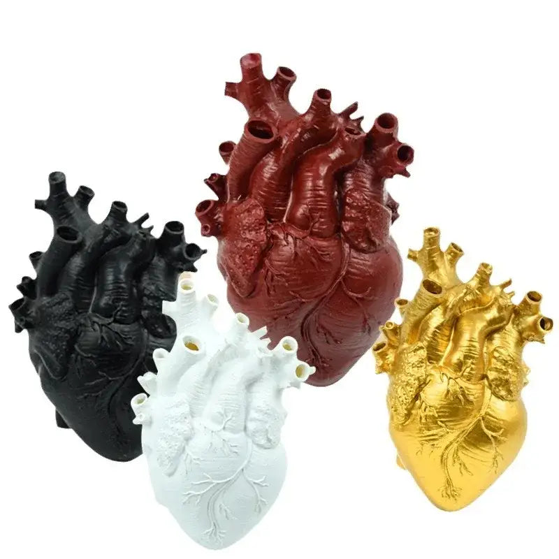 Anatomical heart shape resin vase set living room decor