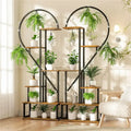 Heart shape wood and metal plant stand for living room 20 pots