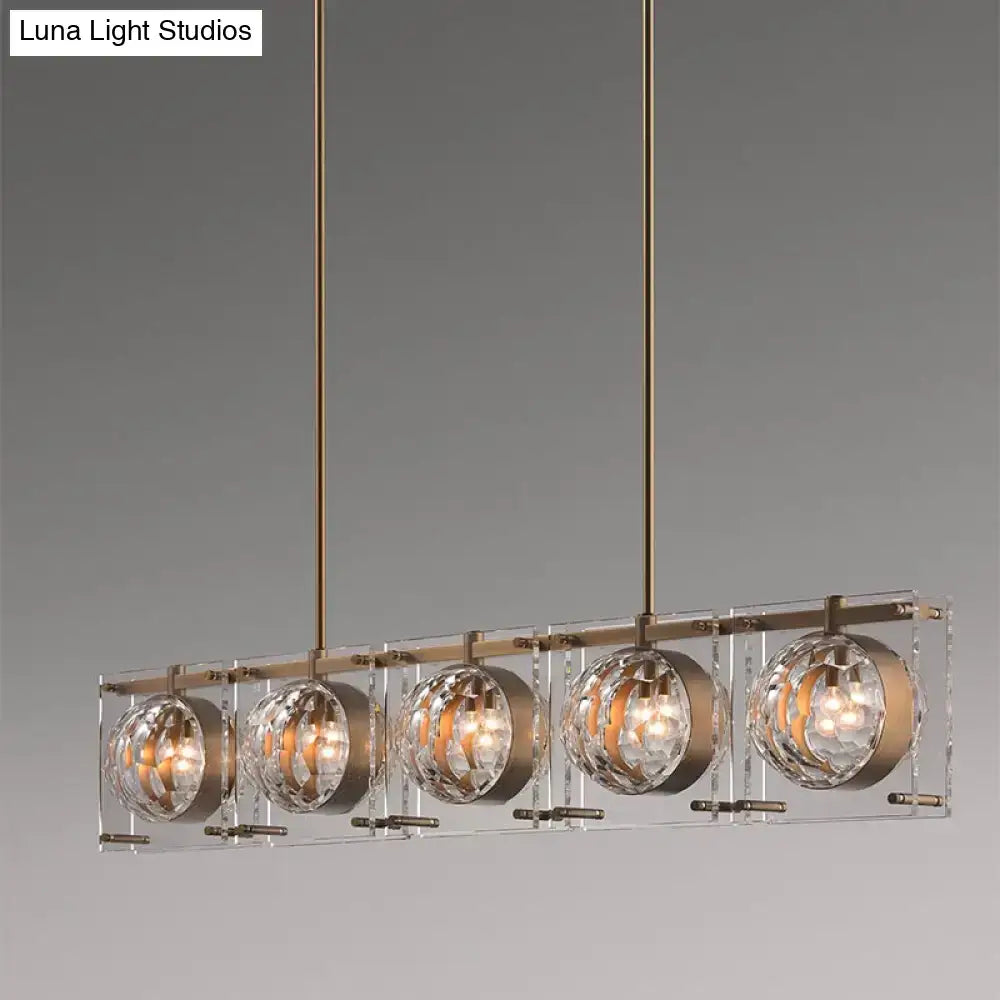 Modern brass finish glass ball island light fixture kitchen pendant