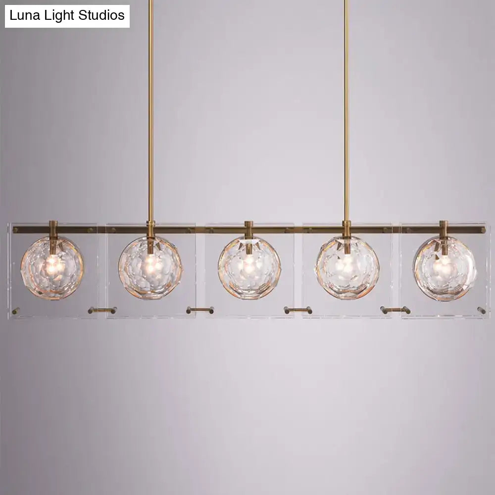 Modern brass finish glass ball island light fixture kitchen pendant