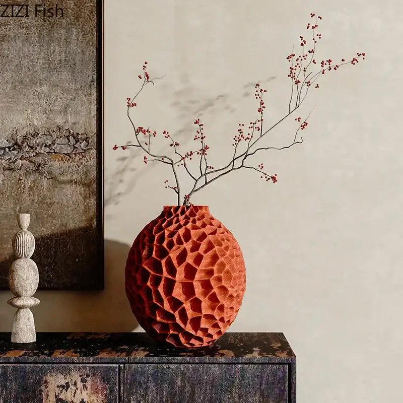 Decorbites honeycomb vase terracotta ceramic desk decor for office