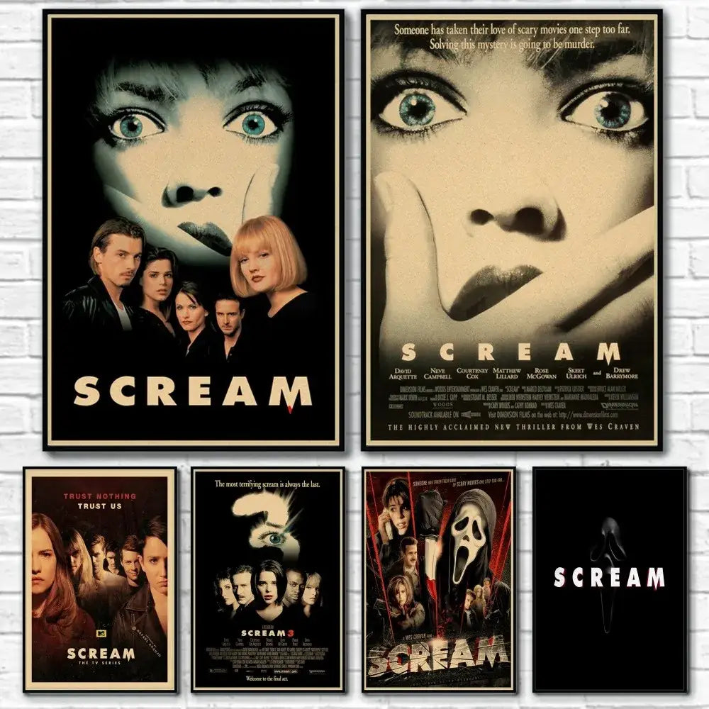 Retro scream horror movie wall art bedroom framed poster