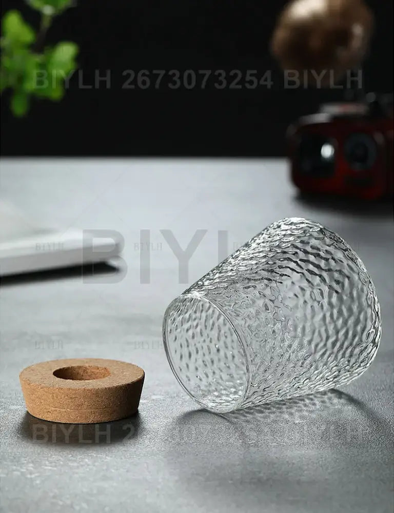 Modern clear glass flower pots with wood base living room planters