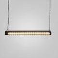 Industrial black tubular cage pendant light for dining room ceiling