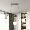 Industrial black kitchen island light with opal glass and clear glass pot