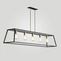 Industrial black trapezoid island light for dining room ceiling