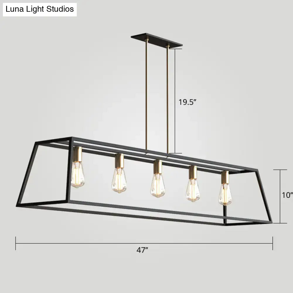 Industrial black trapezoid island light for dining room ceiling