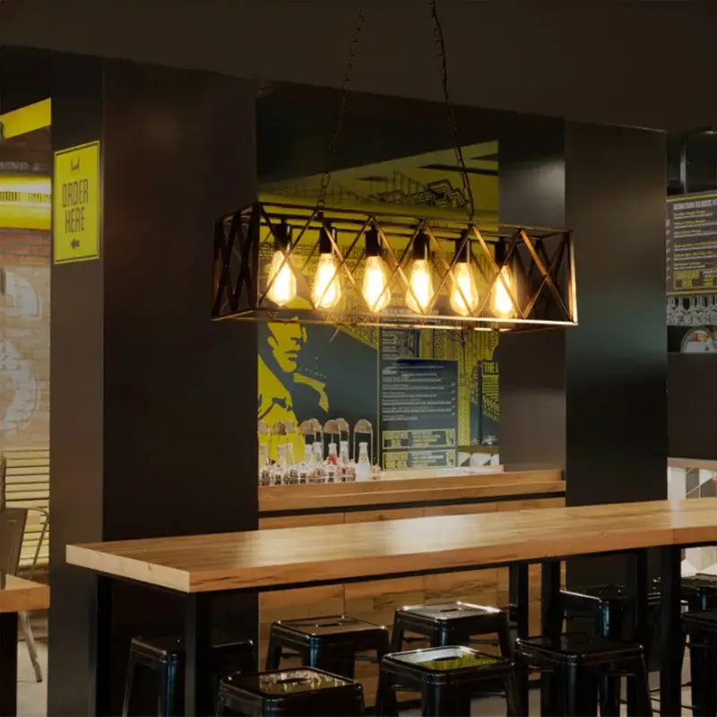 Decorbites industrial chandelier black lattice dining room pendant light
