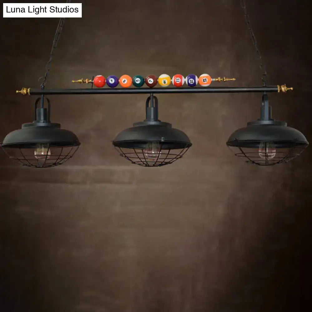 Industrial style black metal island light kitchen bowl shade