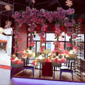 Industrial metal pink flower cage ceiling lamp for dining room