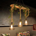 Rustic wood and rope caged island pendant light – kitchen island