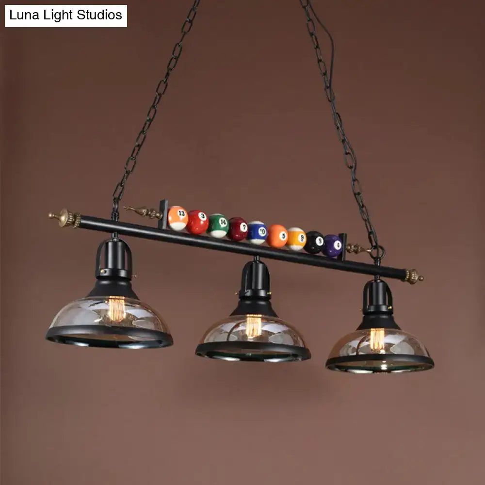 Industrial black metal island pendant billiard light dining room