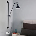 Industrial black wall sconce bedroom plug in lamp with articulated arm