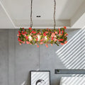 Industrial floral brass finish pendant light with roses bedroom