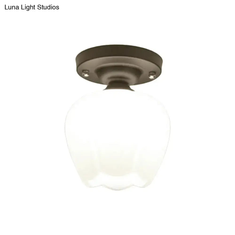 Industrial bronze and black opal glass ceiling light corridor fixture