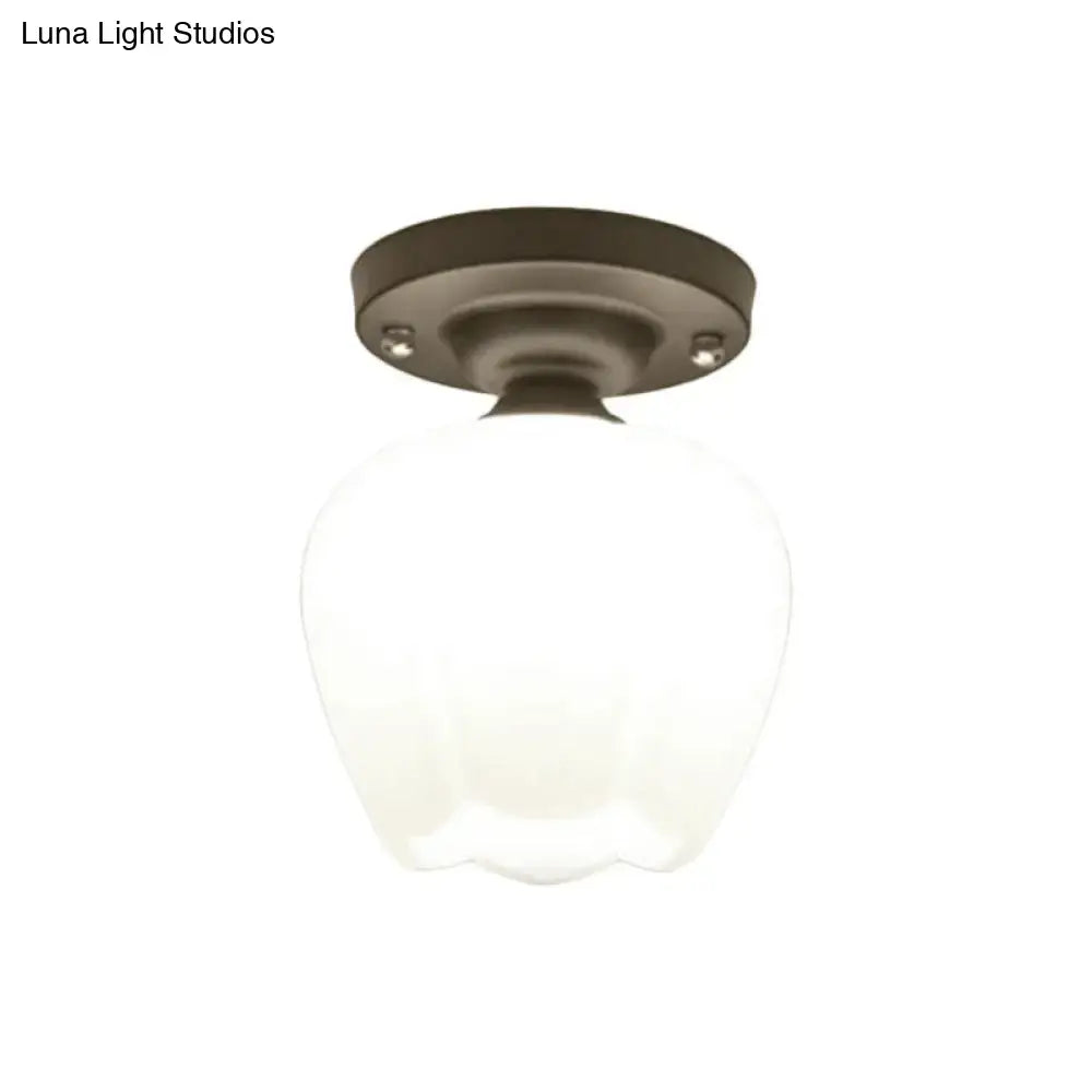 Industrial bronze and black opal glass ceiling light corridor fixture