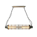 Industrial silver pendant light with clear glass shade kitchen cage