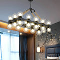 Industrial black molecular chandelier with rope for dining room