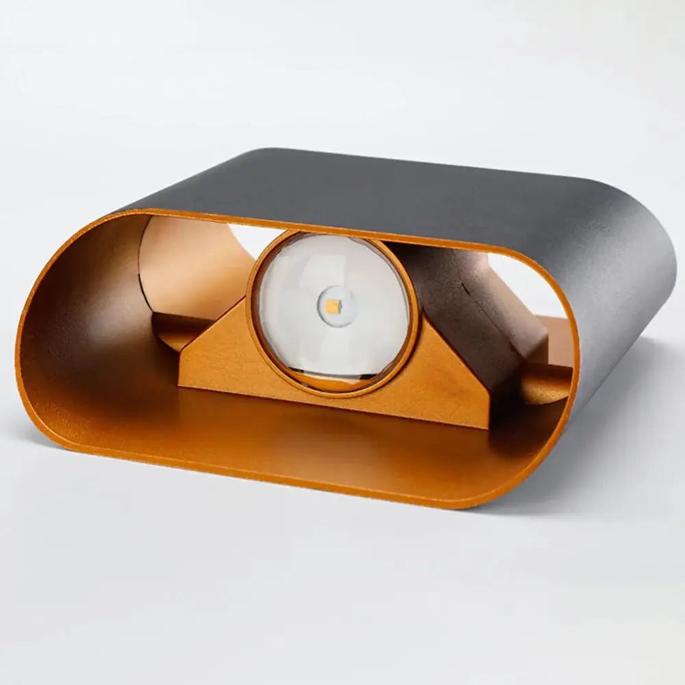 Modern black & gold curved led outdoor wall lights garden sconce