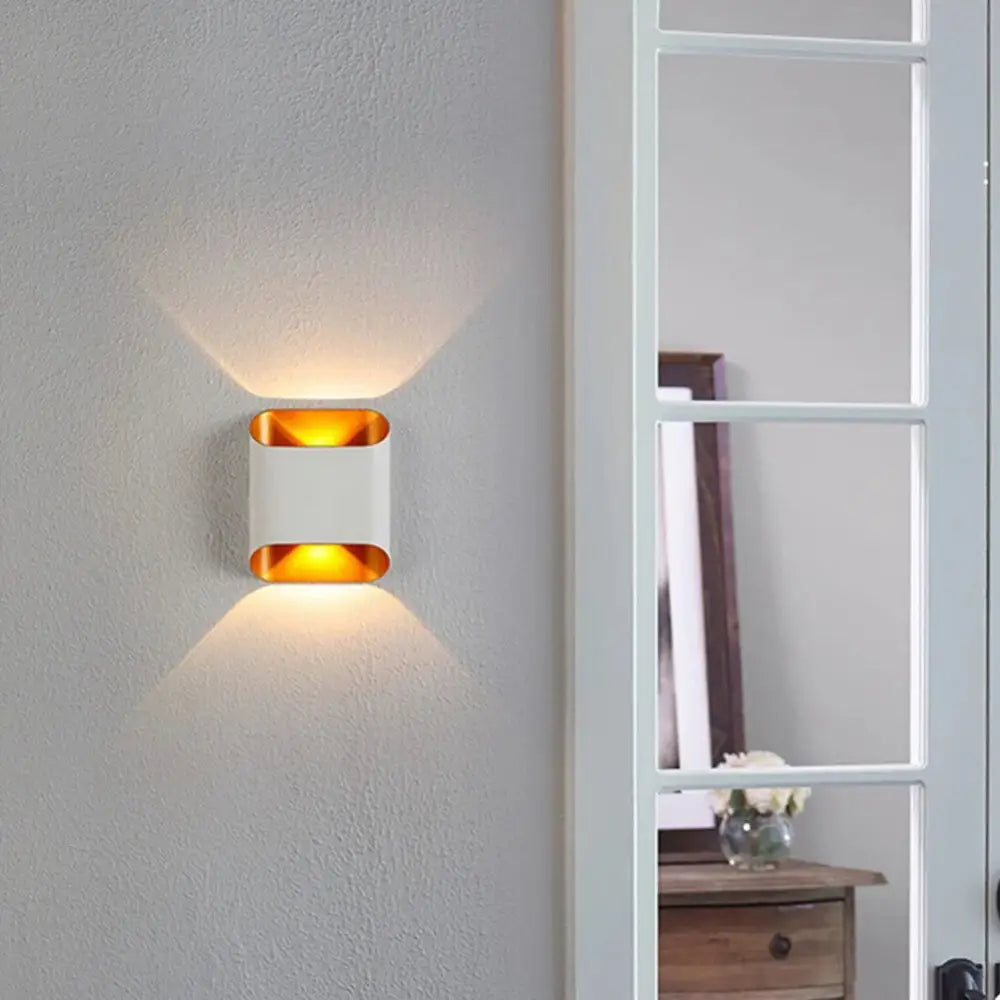 Modern black & gold curved led outdoor wall lights garden sconce