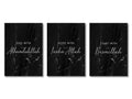 Modern black & white marble islamic wall art set living room