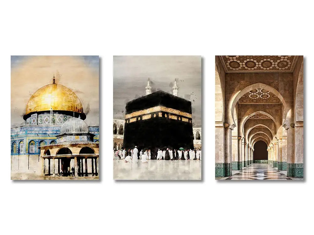 Islamic black & mauve quran canvas print set living room wall art