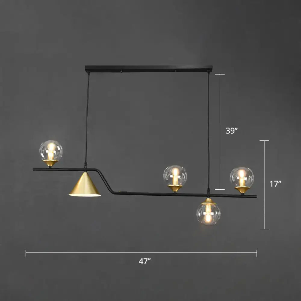 Modern black & gold glass island pendant light kitchen fixture
