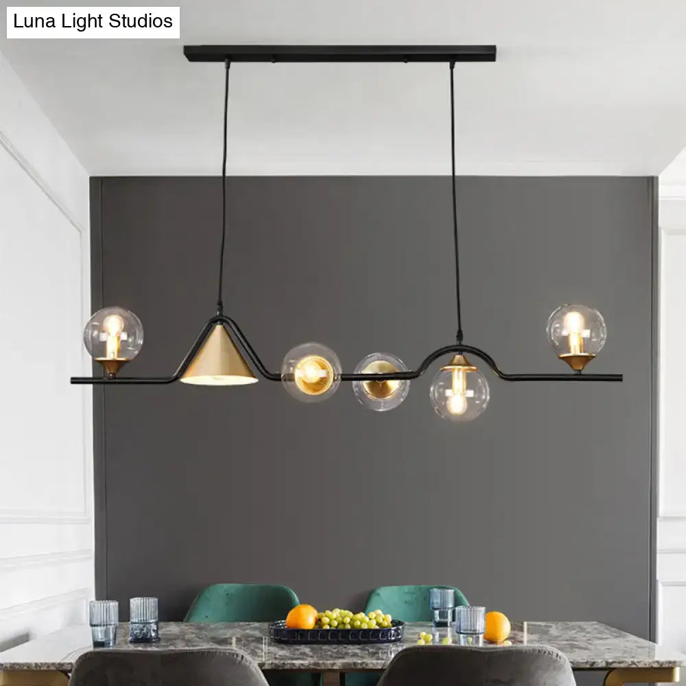 Modern black & gold glass island pendant light kitchen fixture