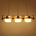 Japanese wood and cream glass hanging light dining room pendant