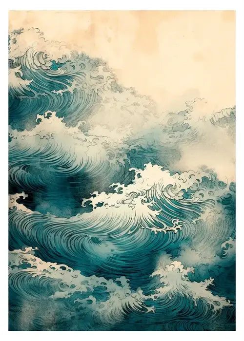 Japanese hokusai winter river art poster print living room canvas