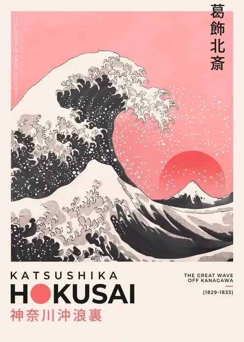 Japanese hokusai winter river art poster print living room canvas