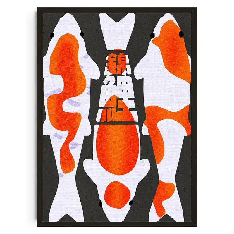 Abstract black & red koi cat snake canvas wall art living room decor