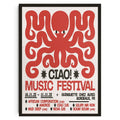Minimalist red octopus ciao music festival koi cat abstract wall art