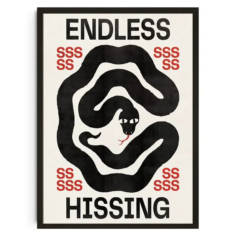 Modern japanese koi cat snake wall art bedroom black & white poster
