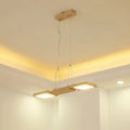 Modern wood square led pendant light dining room warm white shade