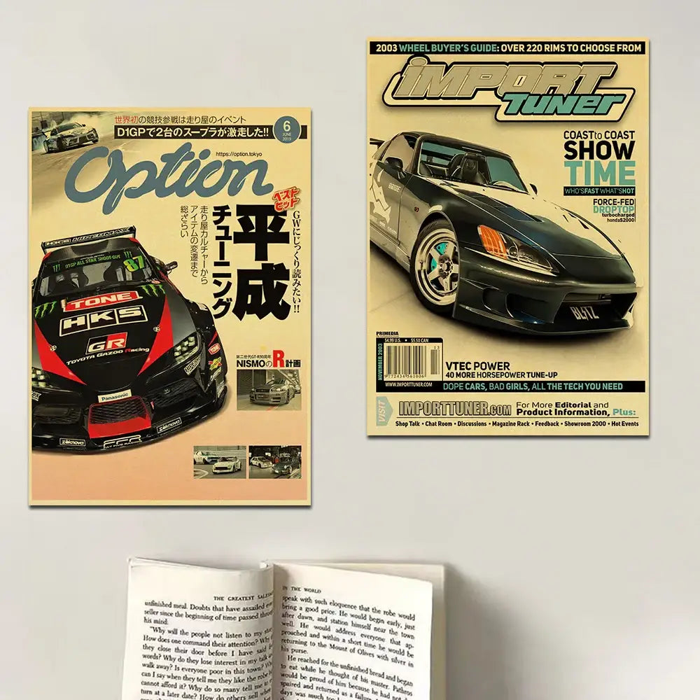 Retro jdm racing black sports car poster bedroom wall art