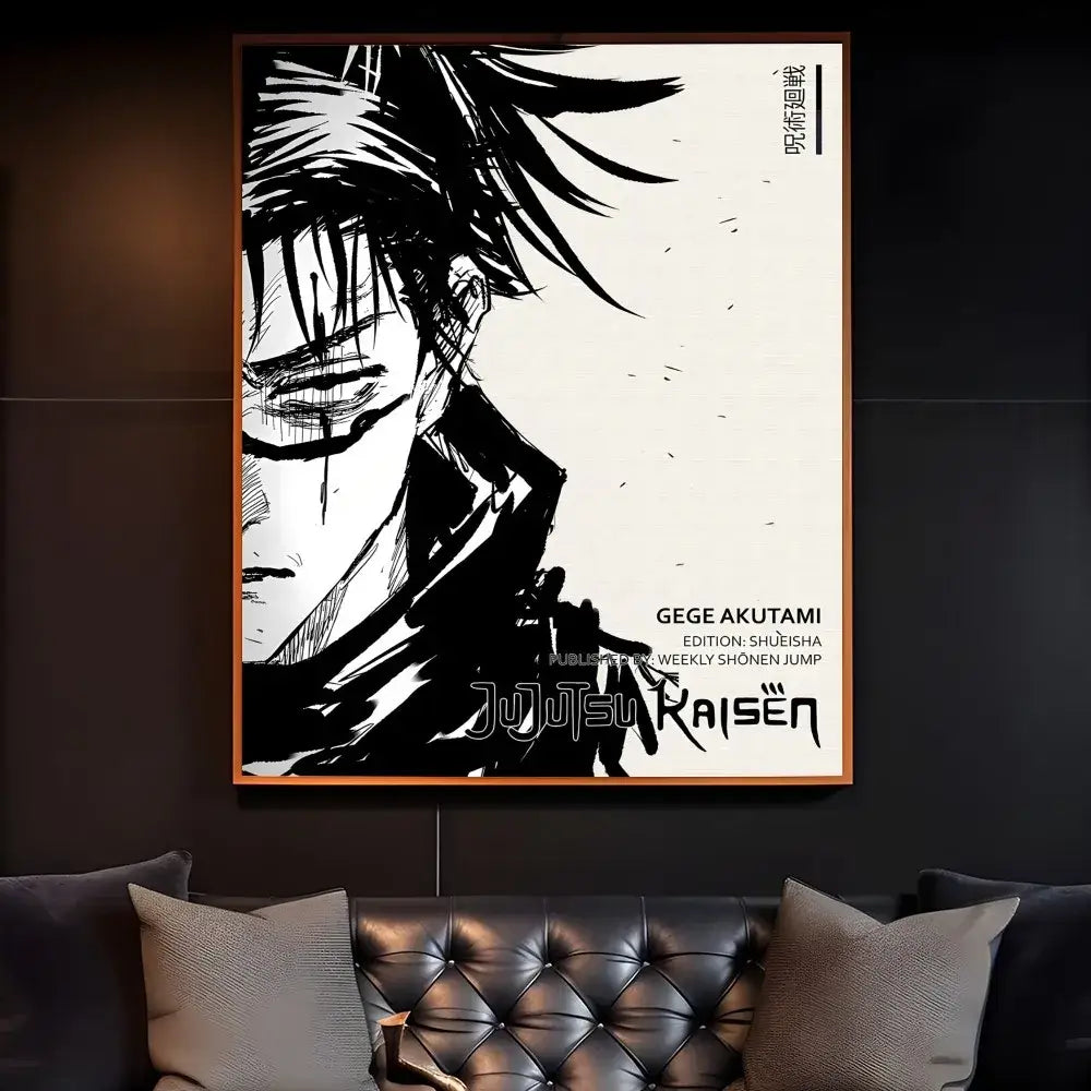 Modern jujutsu kaisen anime wall art bedroom black & white posters