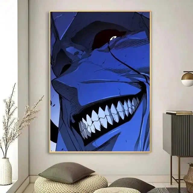 Solo leveling purple & blue anime canvas wall art bedroom decor