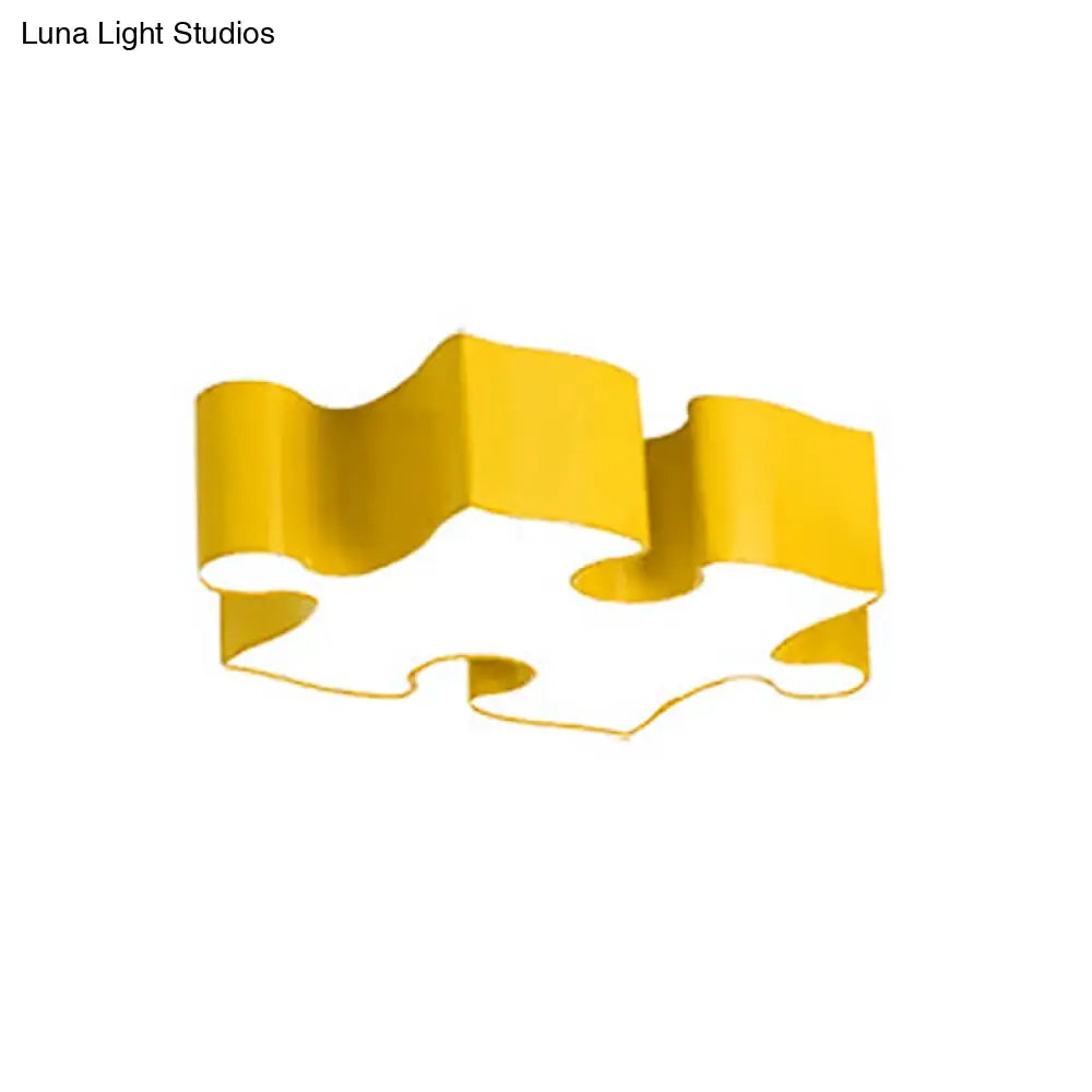 Colorful jigsaw puzzles ceiling flush light – kids bedroom led fixture