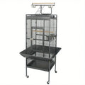 Large black metal bird cage with wheeled stand – living room pet home