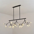 Modern black island chandelier with clear glass globes for bedroom