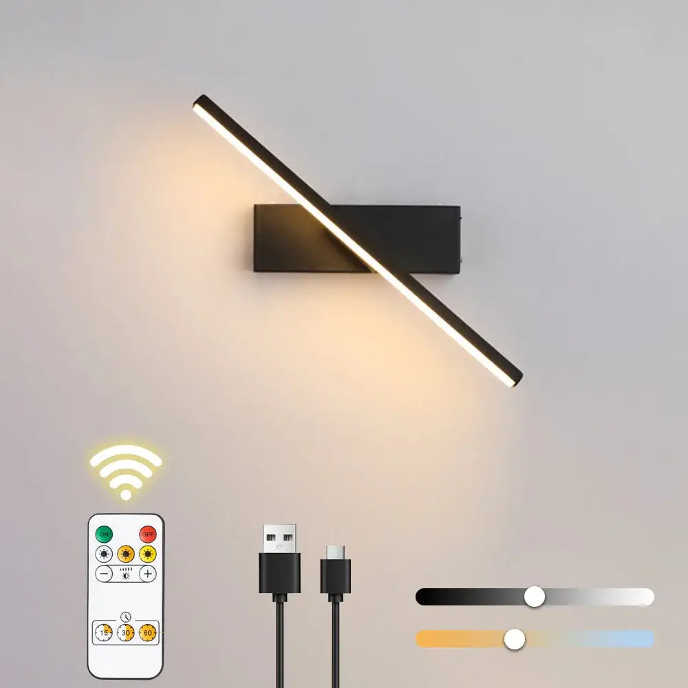 Modern black rotated led wall sconce bedroom light source