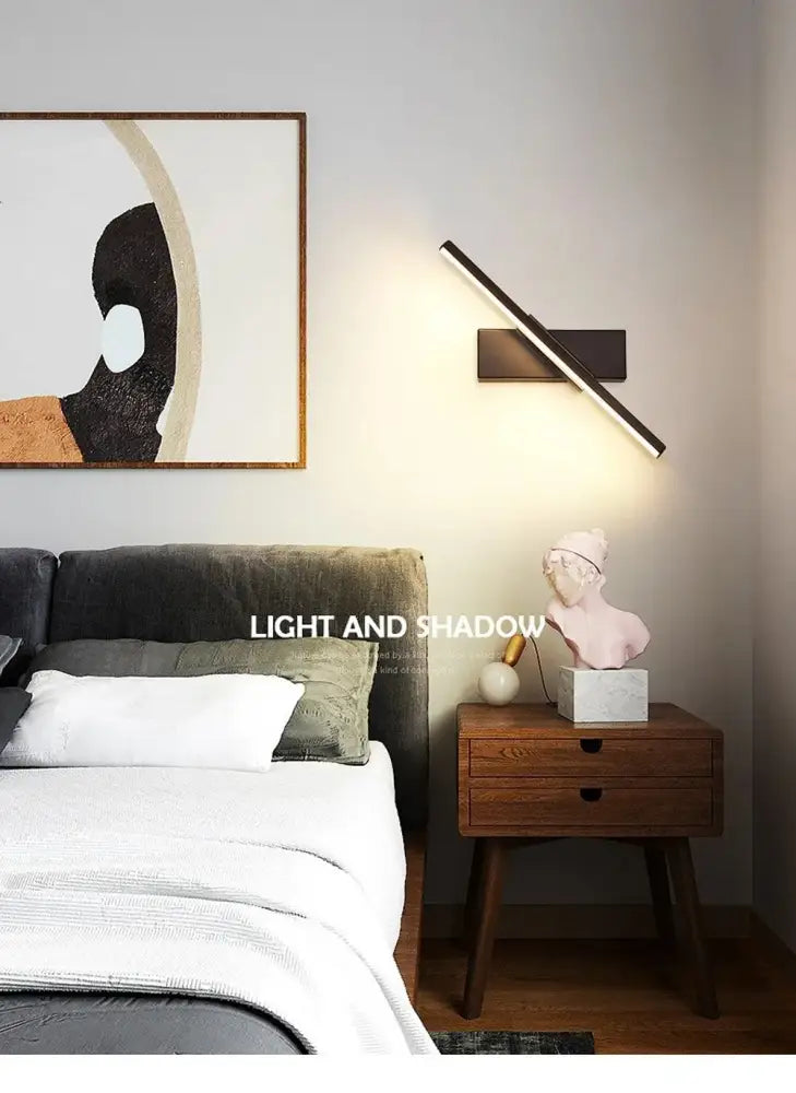 Modern black rotated led wall sconce bedroom light source