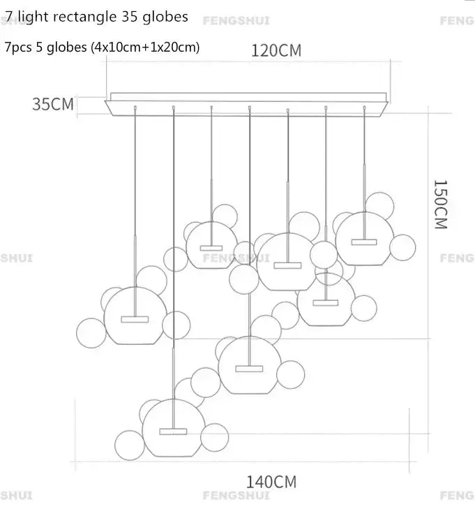 Modern minimalist bubble ball led chandelier dining room pendant light