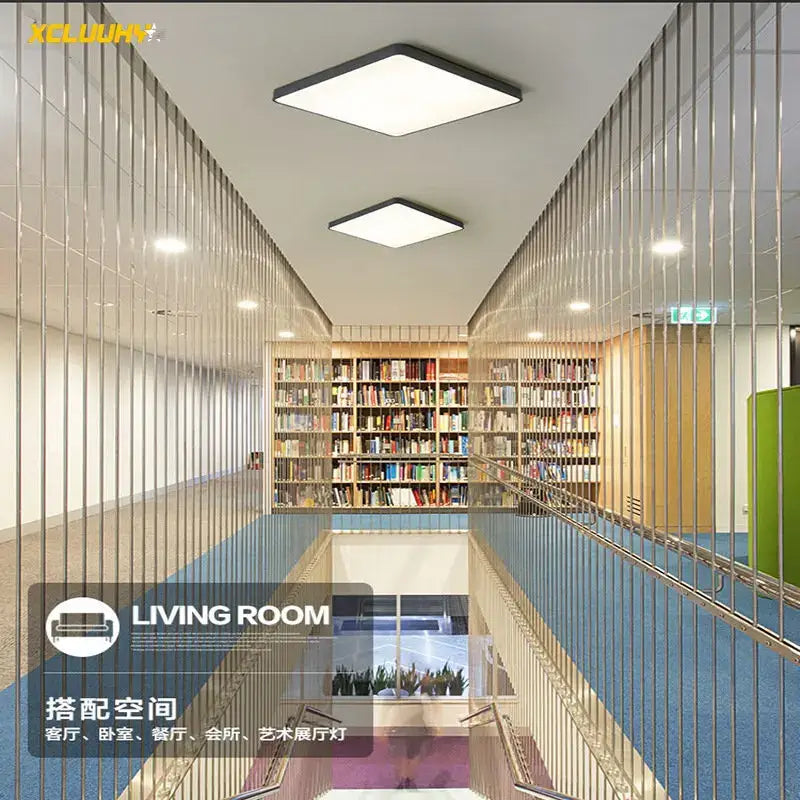 DecorBites™ LED Ceiling Lights for Living Room Bedroom - Ultra-thin 5cm Iron Square Round Black/White
