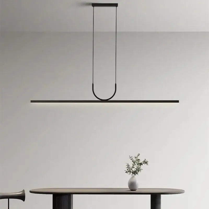 Nordic minimalist black metal led chandelier dining room pendant light